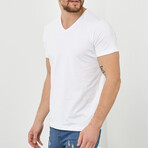 Anthony Slim Fit V-Neck Short Sleeve T-Shirt // White (M)