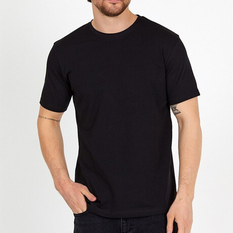Caleb Slim Fit Short Sleeve T-Shirt // Black (S)
