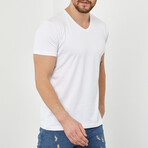 Anthony Slim Fit V-Neck Short Sleeve T-Shirt // White (M)