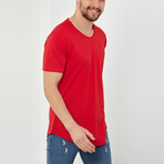 Alexander Slim Fit Scoop Neck Short Sleeve T-Shirt // Red (L)