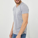 Hudson Slim Fit V-Neck Short Sleeve T-Shirt // Gray (S)