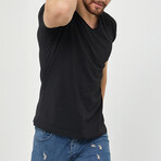 Andrew Slim Fit V-Neck Short Sleeve T-Shirt // Black (S)