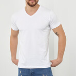Anthony Slim Fit V-Neck Short Sleeve T-Shirt // White (M)