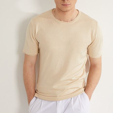 Wyatt Slim Fit Short Sleeve T-Shirt // Beige (S)