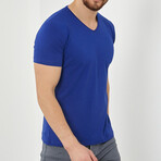 Thomas Slim Fit V-Neck Short Sleeve T-Shirt // Sax Blue (M)