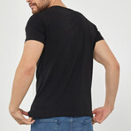 Andrew Slim Fit V-Neck Short Sleeve T-Shirt // Black (S)