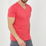 Dylan Slim Fit V-Neck Short Sleeve T-Shirt // Fuchsia (M)