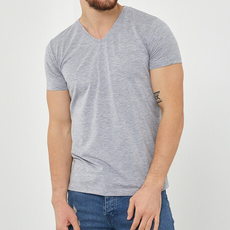 Hudson Slim Fit V-Neck Short Sleeve T-Shirt // Gray (S)