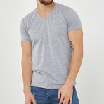 Hudson Slim Fit V-Neck Short Sleeve T-Shirt // Gray (S)