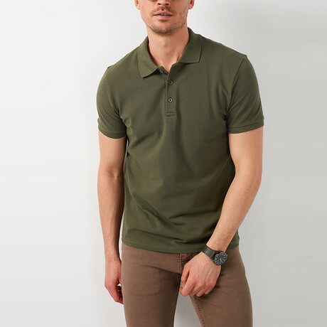 Mason Slim Fit Short Sleeve Polo Shirt // Olive (S)