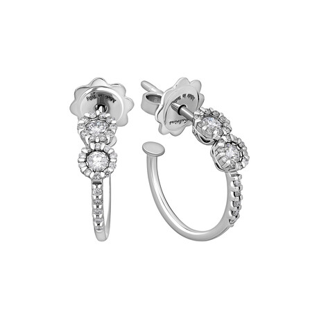 Corona 18k White Gold Diamond Earrings // Store Display
