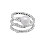 18K White Gold Diamond + Pearl Ring // Ring Size: 7 // Store Display
