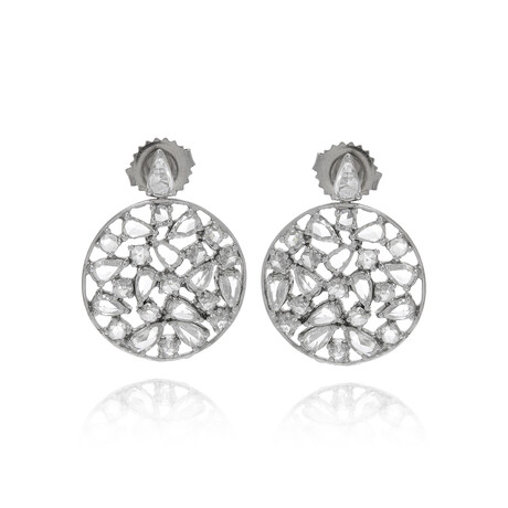 18K White Gold Diamond Drop Earrings // New
