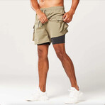 Code 2-in-1 Cargo Shorts // Cobblestone (Small)