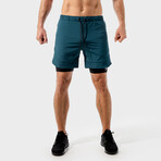 Limitless 2 In 1 Shorts // Teal (Medium)