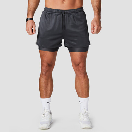 Hybrid Performance 2-in-1 Shorts // Charcoal (Small)