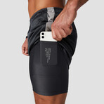 Hybrid Performance 2-in-1 Shorts // Charcoal (Small)