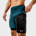Limitless 2 In 1 Shorts // Teal (Medium)