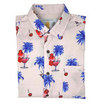 Drinks on Me Hawaiian Shirt // Tan + Blue + Red (XL)