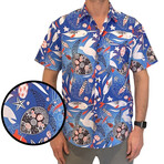 Blue Abyss Hawaiian Shirt // White + Blue + Red (M)