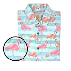 Flamingo Paradise Hawaiian Shirt // Turquoise + Pink (S)