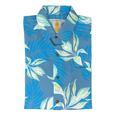 Dad Bod Hawaiian Shirt // Blue + White (S)