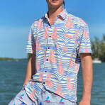 Pure Pineapple Hawaiian Shirt // Blue + Pink (XL)