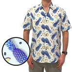 Disco Pineapple Hawaiian Shirt // White + Blue (M)