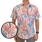 Coral Fantasies Hawaiian Shirt // White + Coral + Blue (XL)