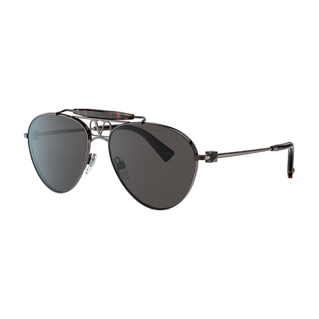 Valentino // Men's Metal Pilot Sunglasses // Gunmetal + Smoke