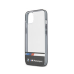 BMW Motorsport Hard Case // Diagonal Tricolor Black Transparent (iPhone 13)