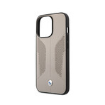 BMW Leathe Hard Case // Perforate Sides // Gray (iPhone 13 Pro)