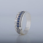 Ornament + Blue Cubic Zirconia Ring // Silver + Blue (6)
