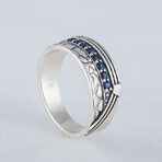 Ornament + Blue Cubic Zirconia Ring // Silver + Blue (6)