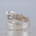 Belt Ornament + Cubic Zirconia Ring // Silver + Red (7)