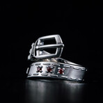 Belt Ornament + Cubic Zirconia Ring // Silver + Red (7)