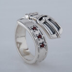 Belt Ornament + Cubic Zirconia Ring // Silver + Red (7)