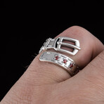 Belt Ornament + Cubic Zirconia Ring // Silver + Red (7)