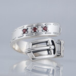 Belt Ornament + Cubic Zirconia Ring // Silver + Red (7)