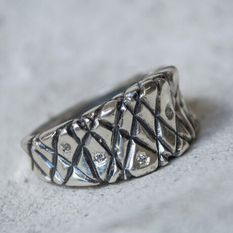 Ornament + Cubic Zirconia Ring // Silver + Clear (6)