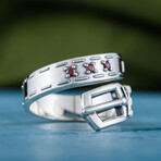Belt Ornament + Cubic Zirconia Ring // Silver + Red (7)