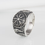 Vegvisir + Celtic Knots Viking Ring // Silver (10.5)