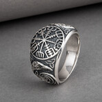 Vegvisir + Celtic Knots Viking Ring // Silver (10.5)