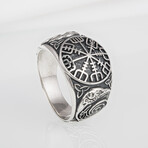 Vegvisir + Celtic Knots Viking Ring // Silver (10.5)
