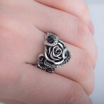 Octopus + Rose Ornament Ring // Silver (10)
