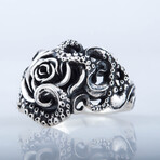 Octopus + Rose Ornament Ring // Silver (10)