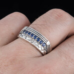Ornament + Blue Cubic Zirconia Ring // Silver + Blue (6)