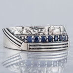 Ornament + Blue Cubic Zirconia Ring // Silver + Blue (6)