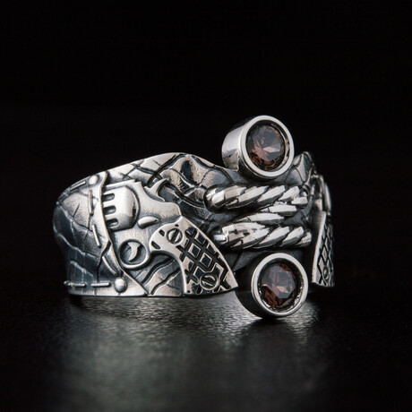 Revolver Gem Ring // Silver + Brown (6)