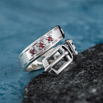 Belt Ornament + Cubic Zirconia Ring // Silver + Red (7)
